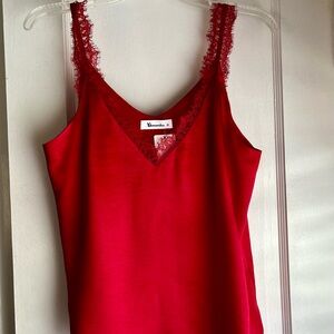 Vibrant Red Lace Trim Camisole